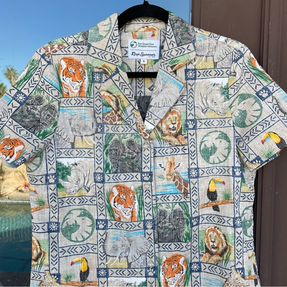 reyn spooner Tops - Reyn Spooner * San Diego Zoo * Wildlife Camp Shirt S (NWT)